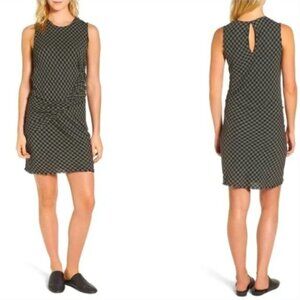 James Perse Twisted Drape Dress in Black and Gray Gingham - Size 2
